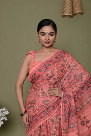 Mulmul Cotton Saree with Hand Block Print - Shivanya Handicrafts Women's Traditional Indian Wear